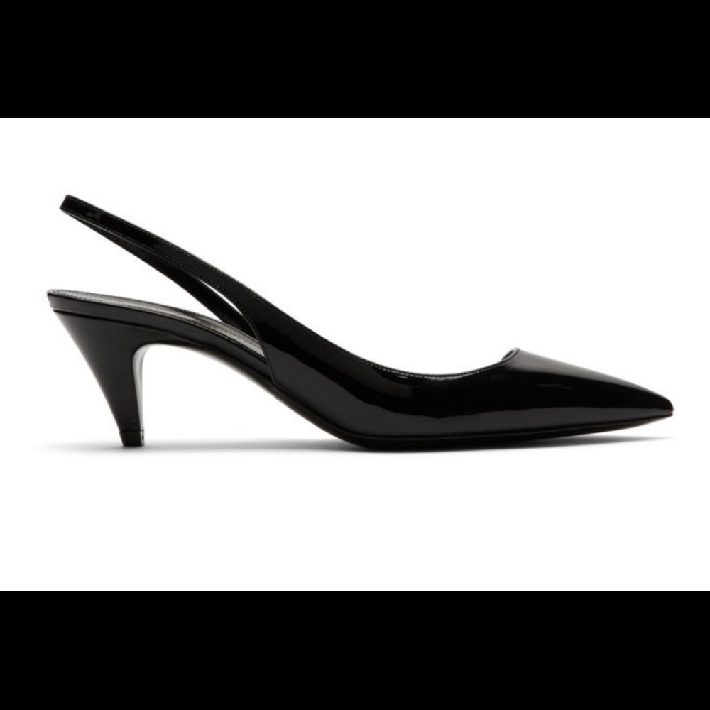 SAINT LAURENT BLACK PATENT SLINGBACK PUMP 36 6